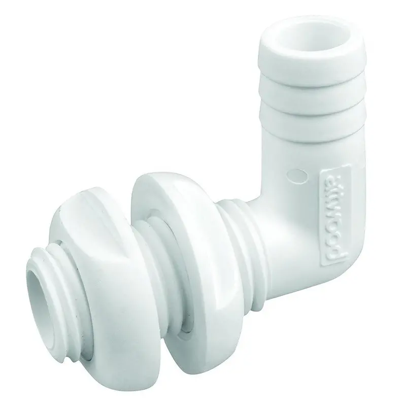 Attwood 3/4" White Plastic 90° Thru-Hull Fitting For Boat Plumbing [3877-3] 1