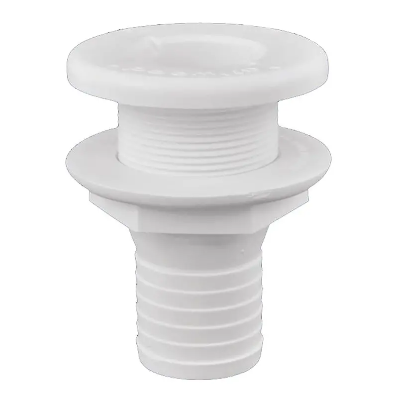 Attwood 3875-3 White 1-1/2" Plastic Thru-Hull Fitting For Marine Drainage Systems 1