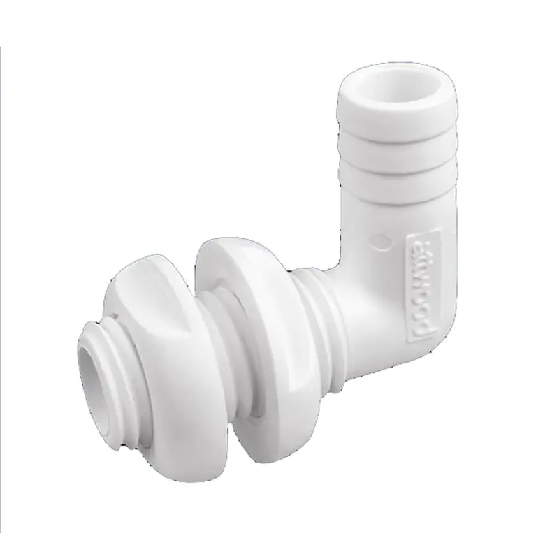 Attwood 90° White Plastic Thru-Hull Connector – 1-1/8" Id For Marine Plumbing 1
