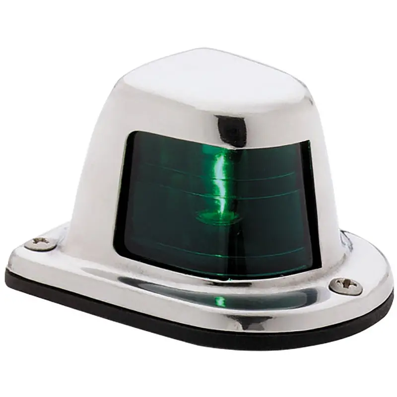 Attwood Green Sidelight – 1-Mile Deck-Mounted, 12V, Stainless Steel Housing [66319G7] 1