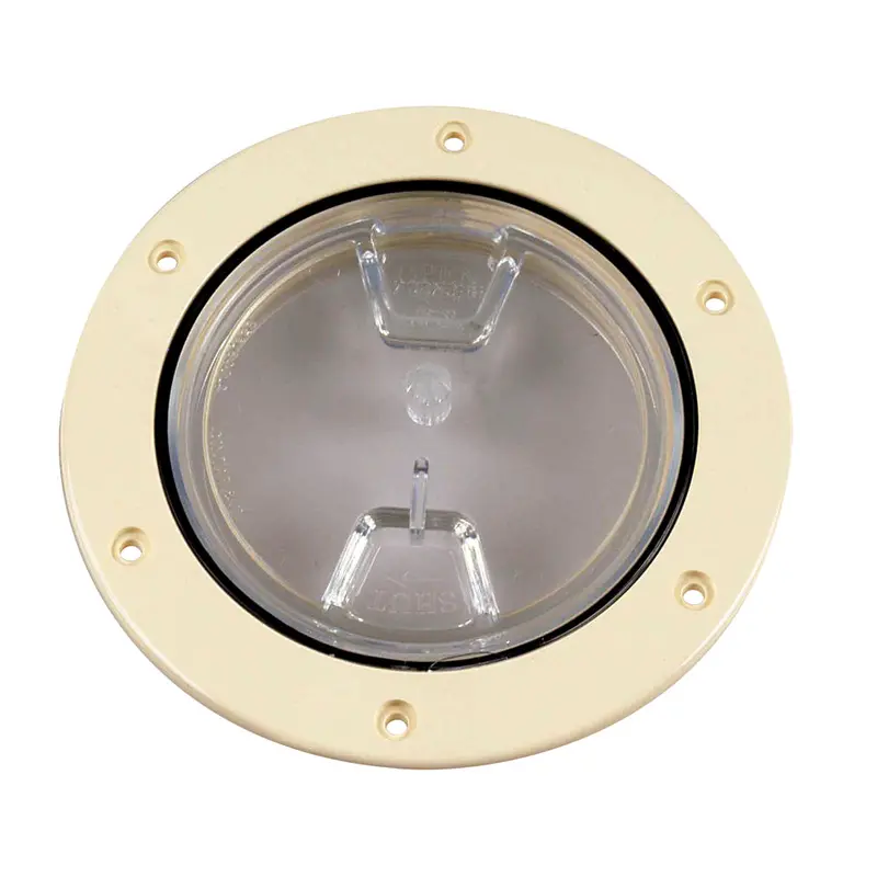 Beckson Dp40-N-C 4" Clear Deck Plate With Center Screw-Out Design (Beige) 1