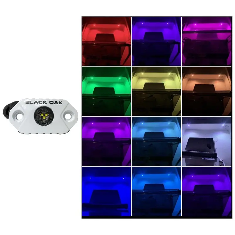 Black Oak Rgb Rock Accent Light – White Housing 1
