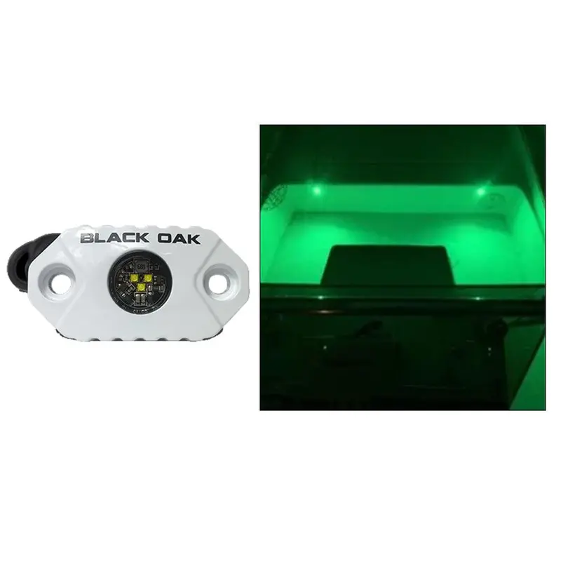 Black Oak Rock Accent Light – Green Led – White Housing 1