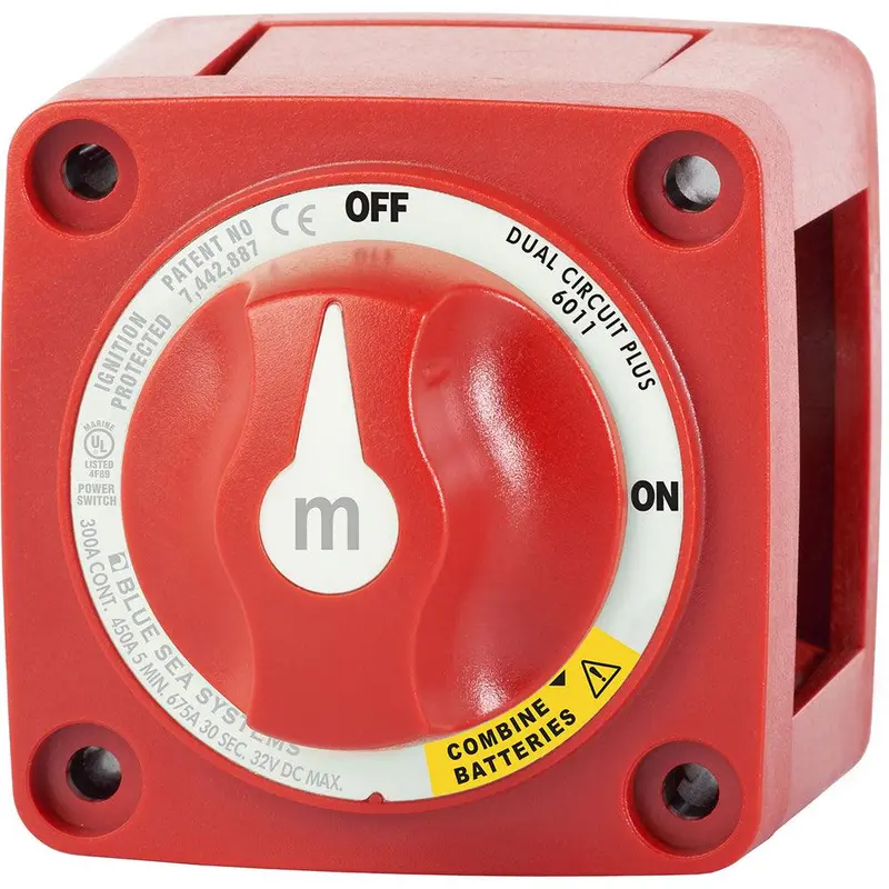 Blue Sea 6011 M-Series Mini Dual-Circuit Battery Switch With Plus Terminal 1