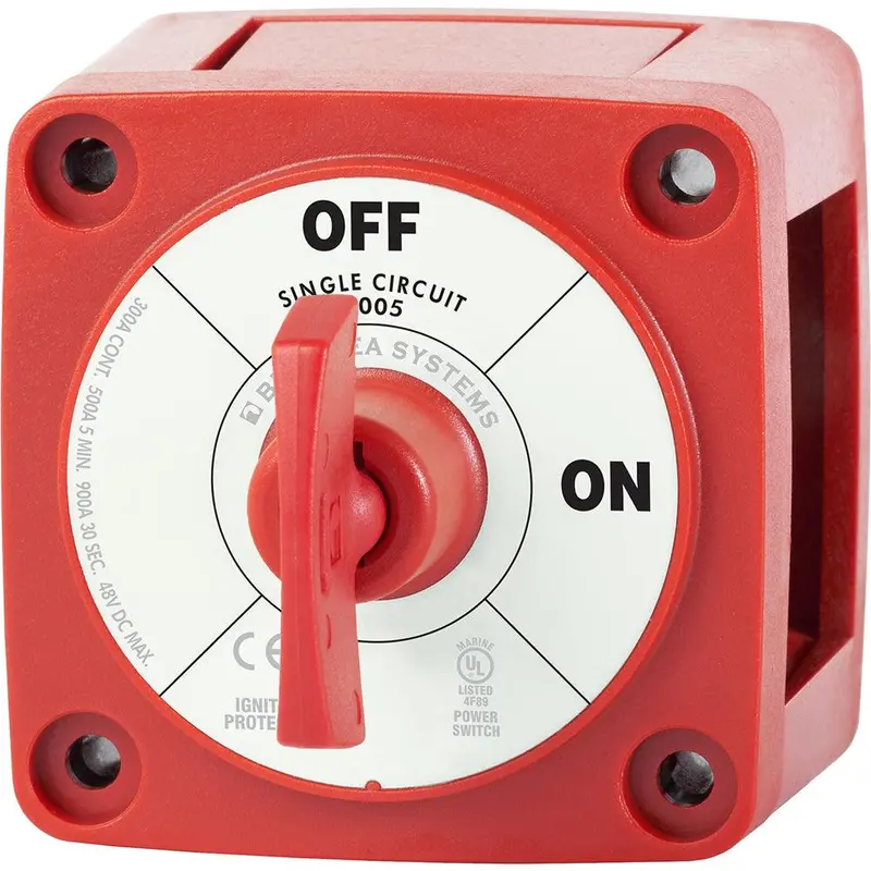 Blue Sea Systems 6005 M-Series Mini Battery Switch — Single-Circuit On/Off (Black Handle) 1