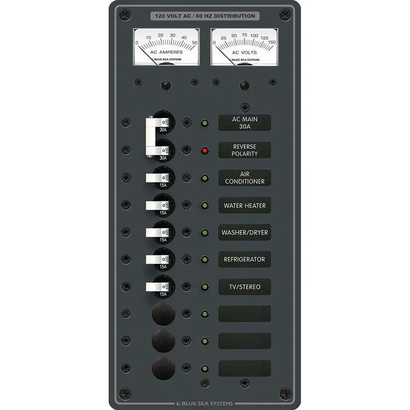 Blue Sea Systems 8074 Ac Main + 8-Circuit Toggle Breaker Panel – White Switches 1