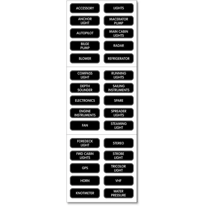 Blue Sea Systems Basic Dc Panel Label Kit – 30 Pre-Printed Labels (Model 8030) 1
