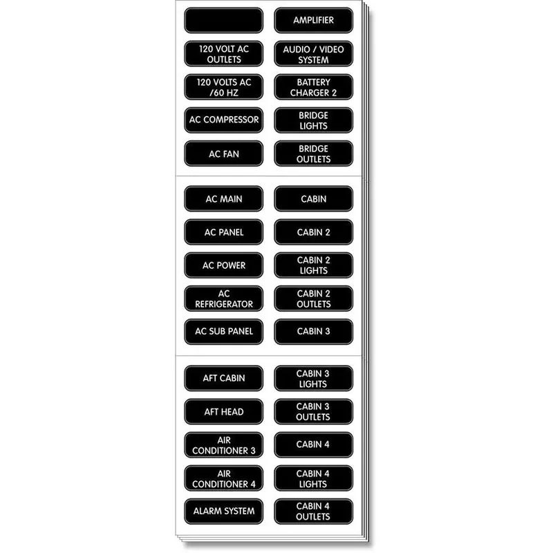 Blue Sea Systems Extended Ac Panel Label Set – 120 Durable Backlit Labels (Model 8067) 1