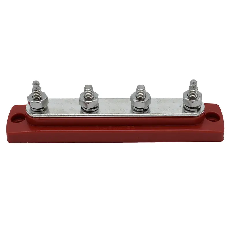 Bluewater 312303-B-025 4-Gang Common-Stud Busbar — Red-Anodized Housing 1