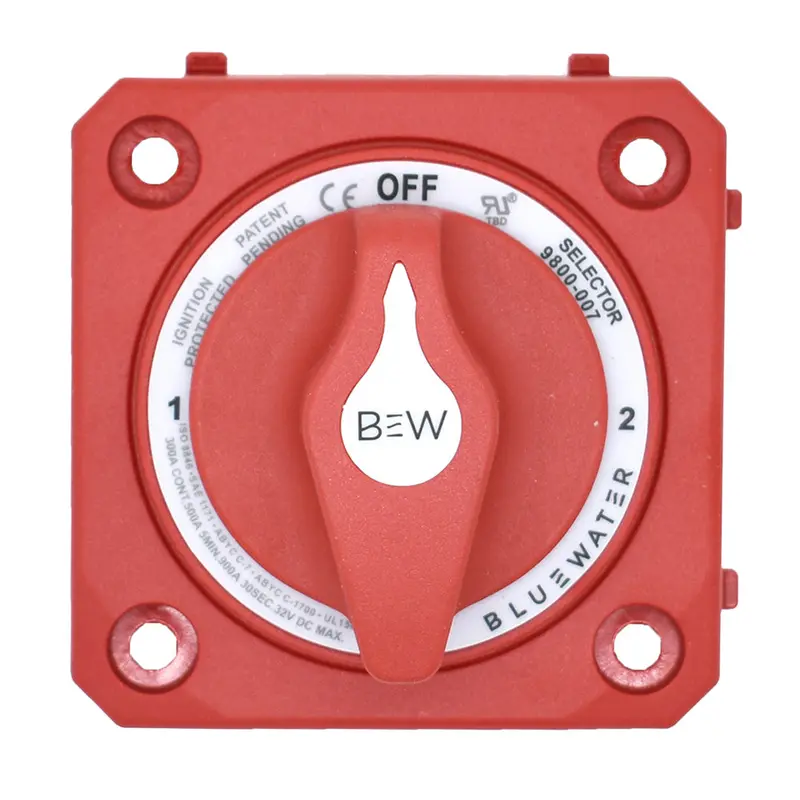 Bluewater Panel-Mount Triple-Battery Selector Switch – Off/1/2/Both (Red) 1