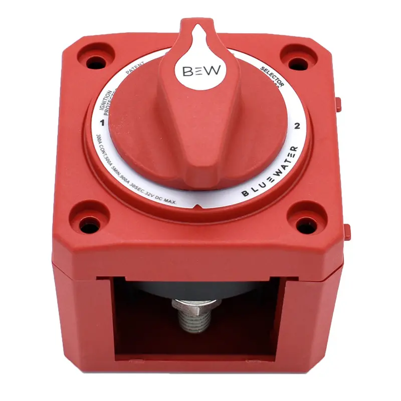 Bluewater Surface-Mount Dual-Battery Selector Switch – Off/1/2 Configuration (Red) 1