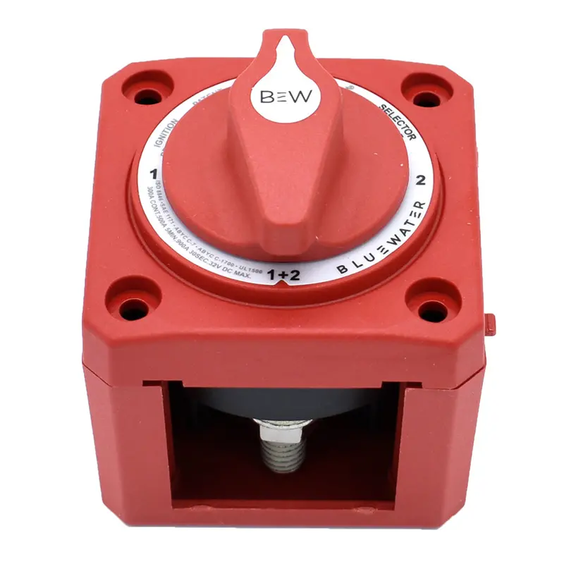 Bluewater Surface-Mount Triple-Battery Selector Switch – Off/1/2/Both (Red) 1