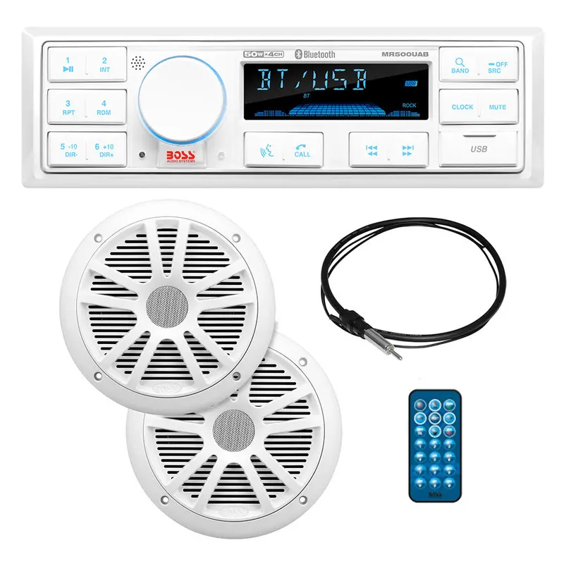 Boss Audio Mck500Wb.6 Marine Entertainment Kit — Refurbished (Includes Mr500Uab Headunit, Two Mr6W Speakers, Mrant10 Antenna, White Remote) [Crmck500Wb.6] 1