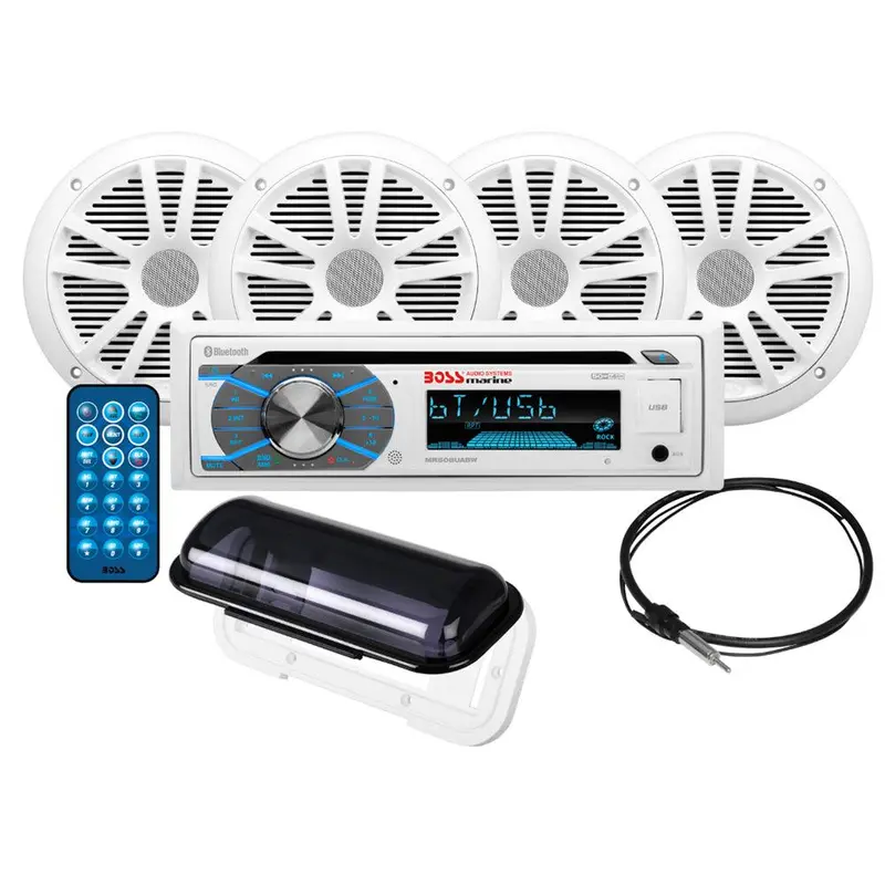 Boss Audio Mck508Wb.64S Marine Stereo Kit – White, Includes Two 6.5-Inch Speaker Pairs 1