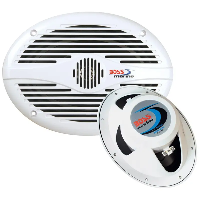Boss Audio Mr690 6" × 9" Oval Marine Speakers – 350W Peak, White Grille 1