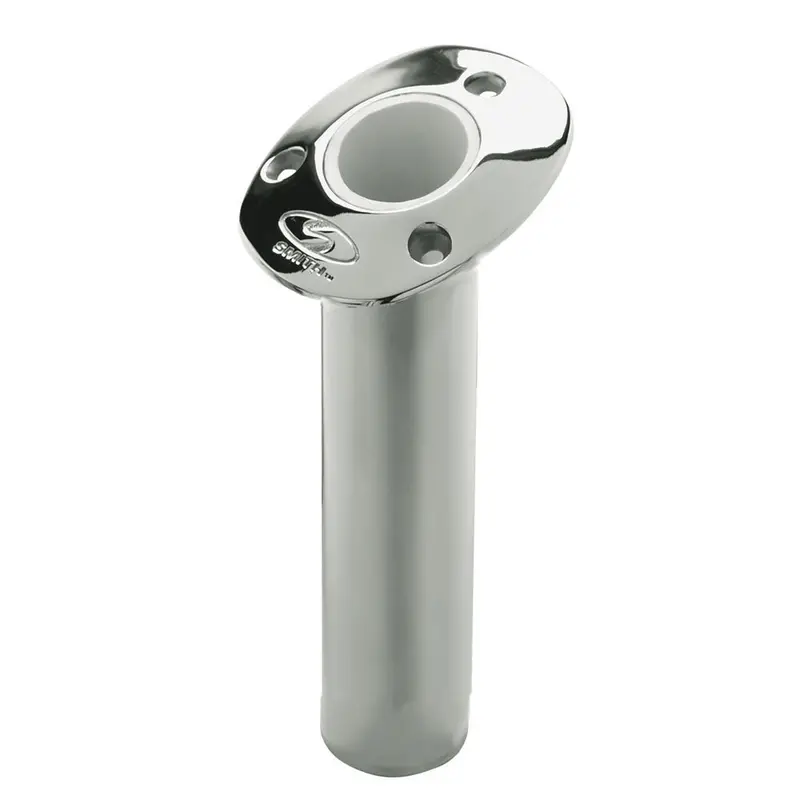 C.E. Smith 15° Flush-Mount Rod Holder – 9-Inch Depth, Stainless Steel Gimbal, White Vinyl Liner [53671Ca] 1