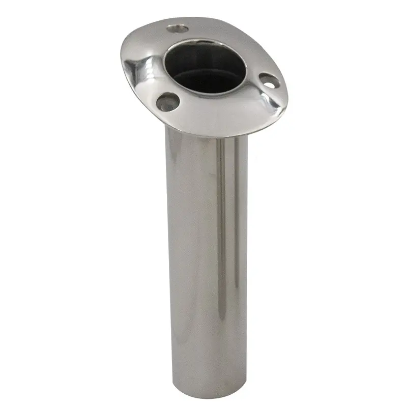 C.E. Smith 70 Series Flush-Mount Rod Holder – 15° Angle, Stainless Steel, Cast Bottom, Black Liner [536710C] 1