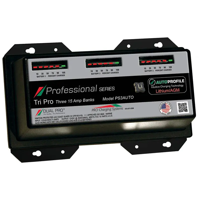 Dual Pro Ps3Auto 15A 3-Bank Smart Charger For Lithium & Agm Batteries 1