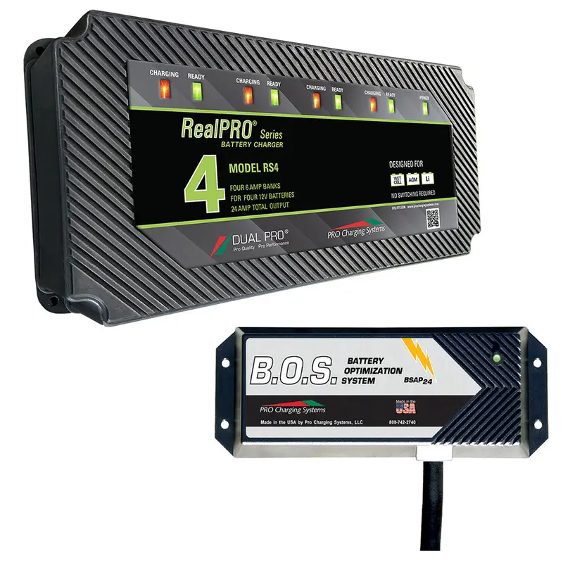 Dual Pro Rs4/Bos12V3: Rugged 4-Bank Charger With 3-Bank B.O.S. 1