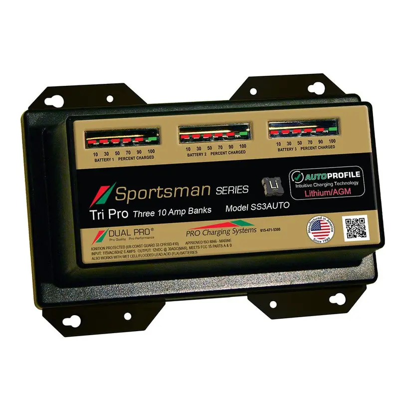 Dual Pro Ss3Auto 30A 3-Bank Intelligent Battery Charger Compatible With Lithium & Agm 1