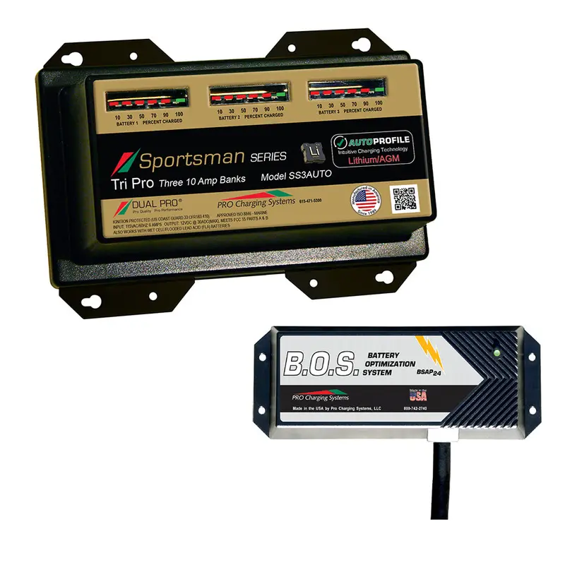 Dual Pro Ss3Auto/Bos12V3: 3-Bank Auto Charger With 3-Bank B.O.S. 1