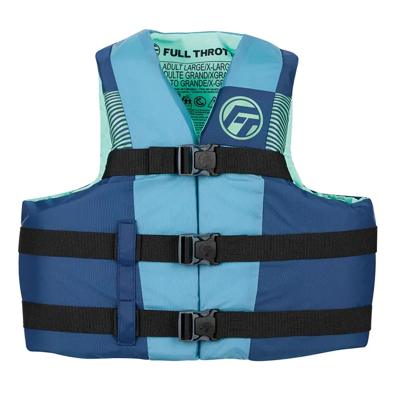 Full Throttle Adult Nylon Life Vest – Blue/Black, Size S/M 1