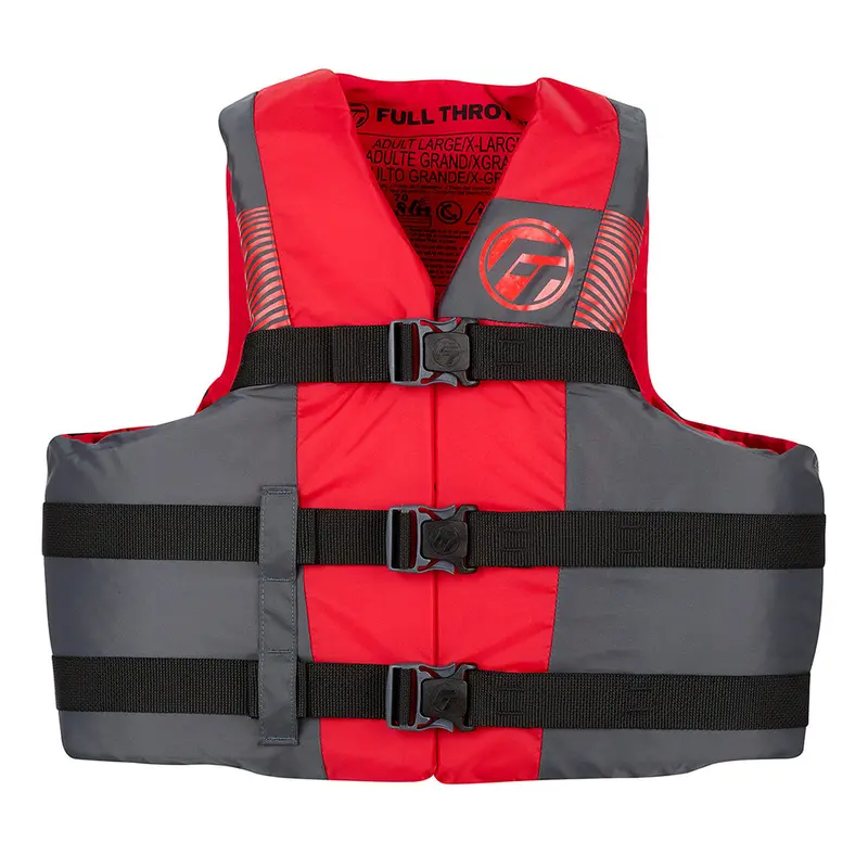 Full Throttle Adult Nylon Life Vest – Type Iii, Black/Red (Sizes 4X–7X) 1