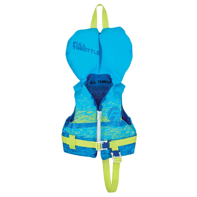 Full Throttle Infant Nylon Life Vest – Aqua With Neon Green Trim 1
