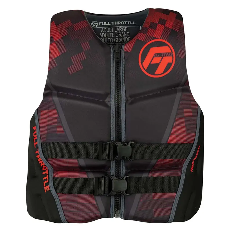 Full Throttle Men’S Rapid-Dry Flex-Back Life Vest – Medium, Black/Red [142500-100-030-22] 1