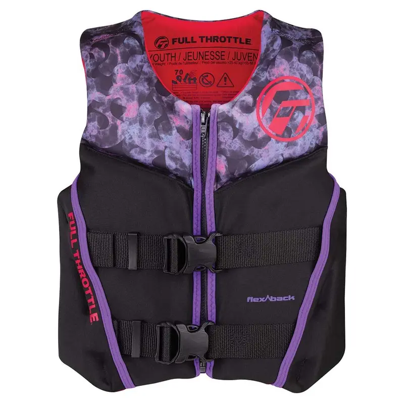 Full Throttle Youth Rapid-Dry Flex-Back Pfd — Pink/Black [142500-105-002-22] 1