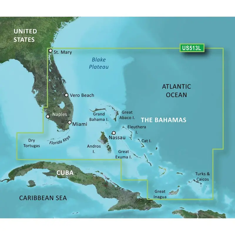 Garmin Bluechart G3 Vision Hd Microsd Card: Jacksonville To Bahamas (Vus513L) 1