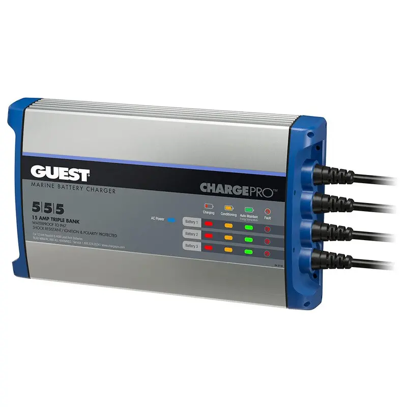 Guest 15A 12V Onboard Battery Charger – 3-Bank Compact Charging Unit [2713A] 1