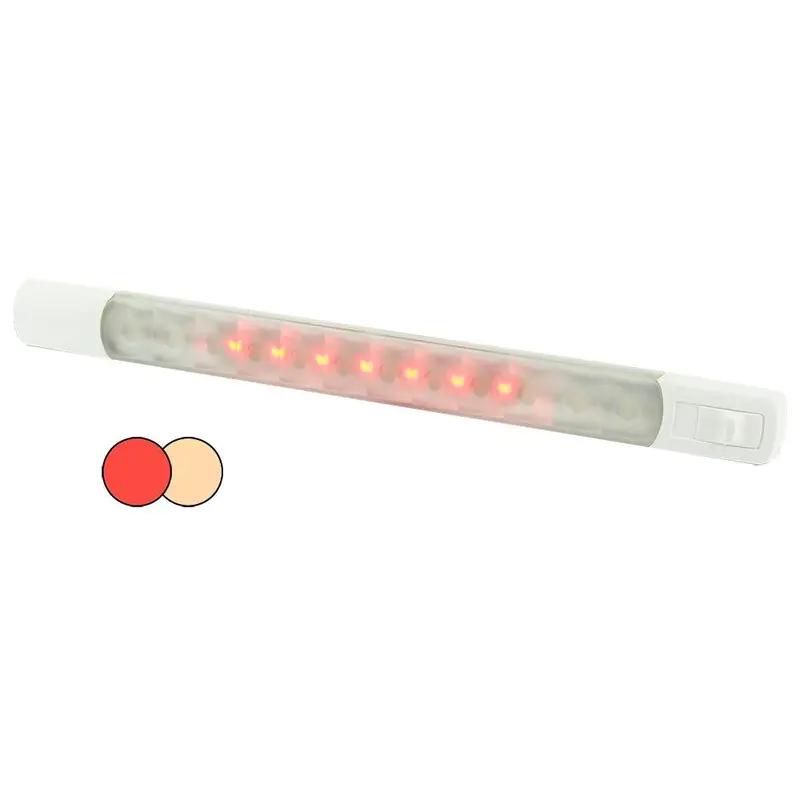 Hella Marine Dual-Color Led Surface Strip Light – Warm White & Red, 12V Dc, Integrated Switch 1