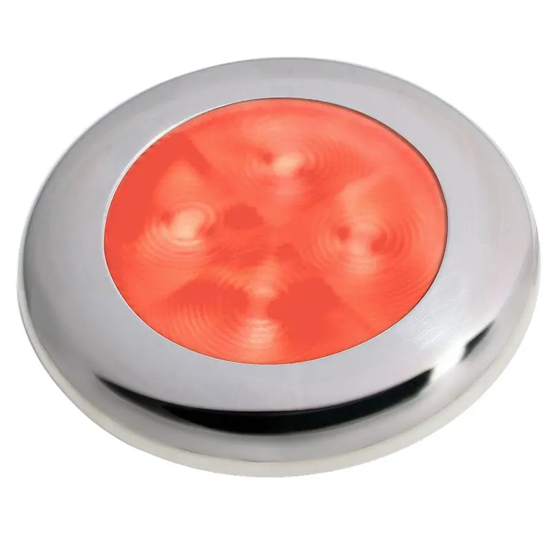 Hella Marine Slim-Line Enhanced-Brightness Courtesy Lamp – Red Led, Stainless Steel Bezel, 12V Dc 1