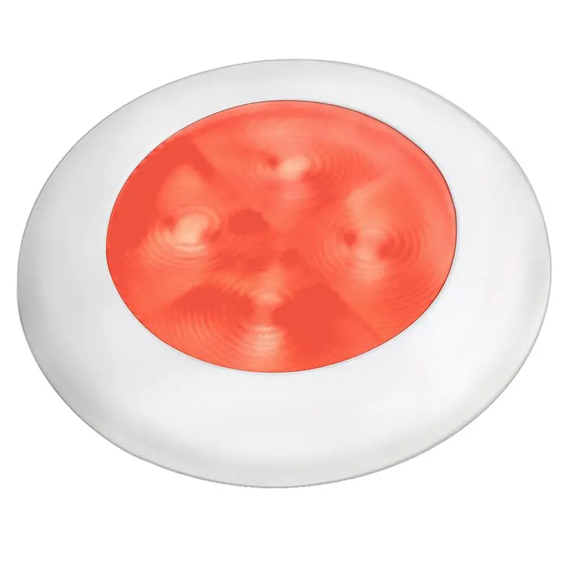 Hella Marine Slim-Line Enhanced-Brightness Courtesy Lamp – Red Led, White Plastic Bezel, 12V Dc 1
