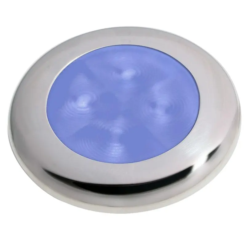Hella Marine Slim Line Enhanced-Brightness Round Led Courtesy Lamp – Blue, Stainless Steel Bezel, 12V 1