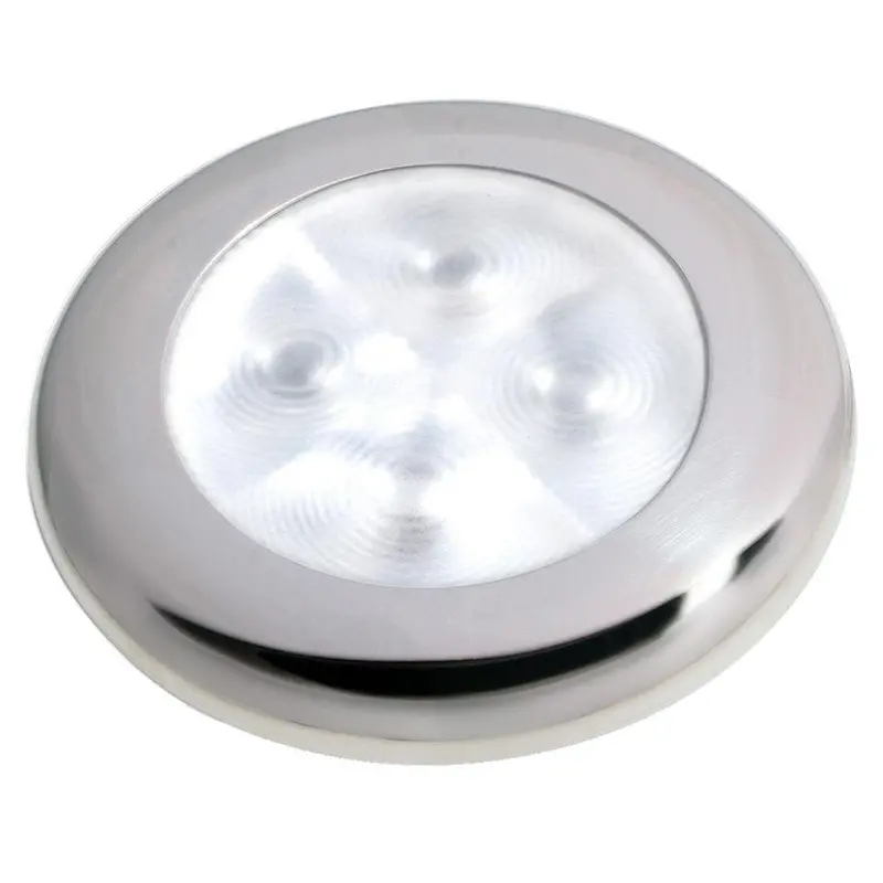 Hella Marine Slim Line Enhanced-Brightness Round Led Courtesy Lamp – Cool White, Stainless Steel Bezel, 12V 1