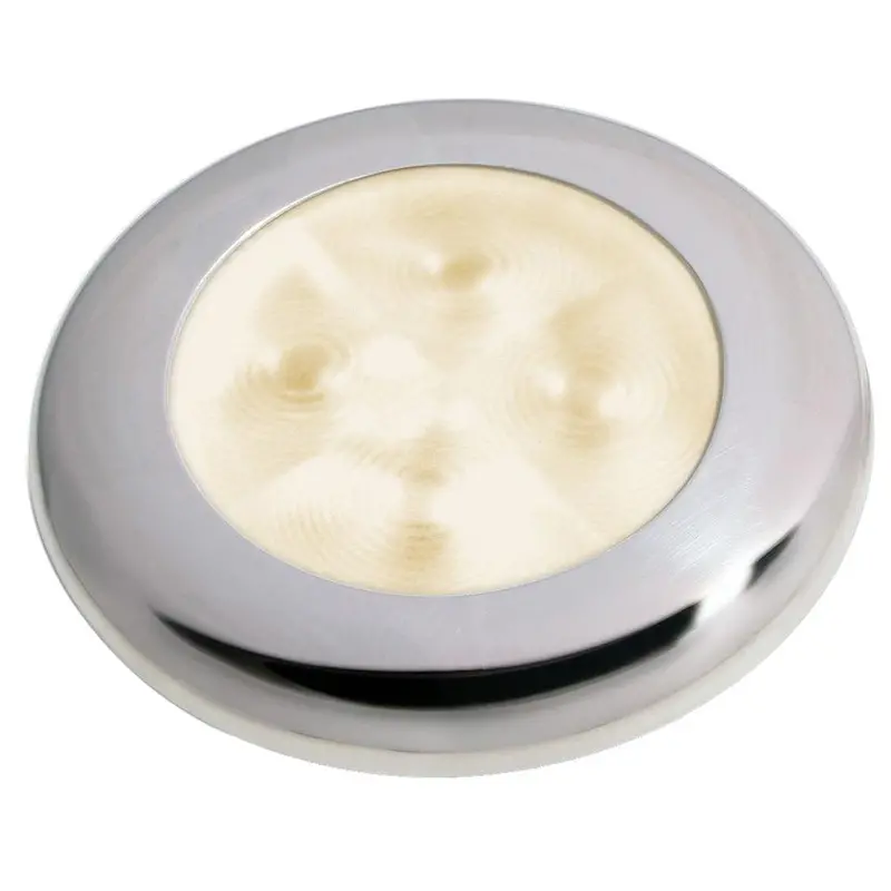 Hella Marine Slim Line Enhanced-Brightness Round Led Courtesy Lamp – Warm White, Stainless Steel Bezel, 12V 1