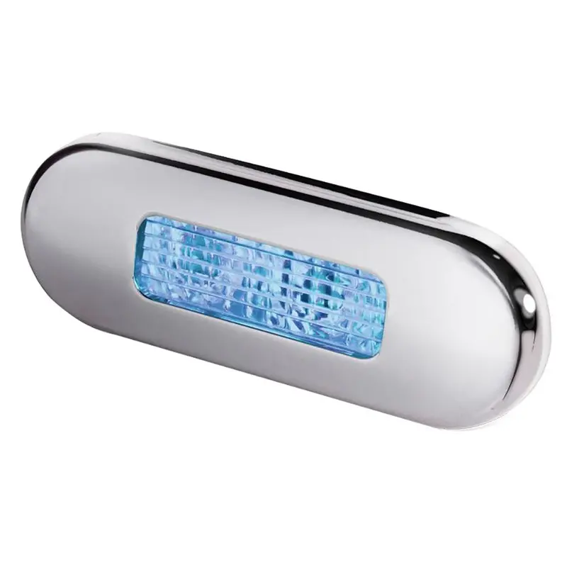 Hella Marine Surface-Mount Oblong Led Courtesy Light – Blue, Stainless Steel Bezel 1