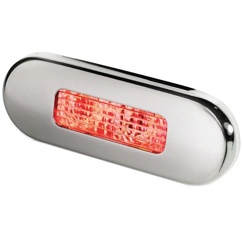 Hella Marine Surface-Mount Oblong Led Courtesy Light – Red, Stainless Steel Bezel 1