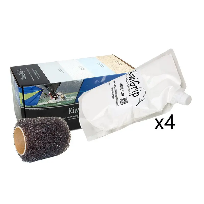 Kiwigrip 4-Liter Equivalent Kit – White Non-Skid Coating W/ 4" Roller [Kg-4Wp-R] 1