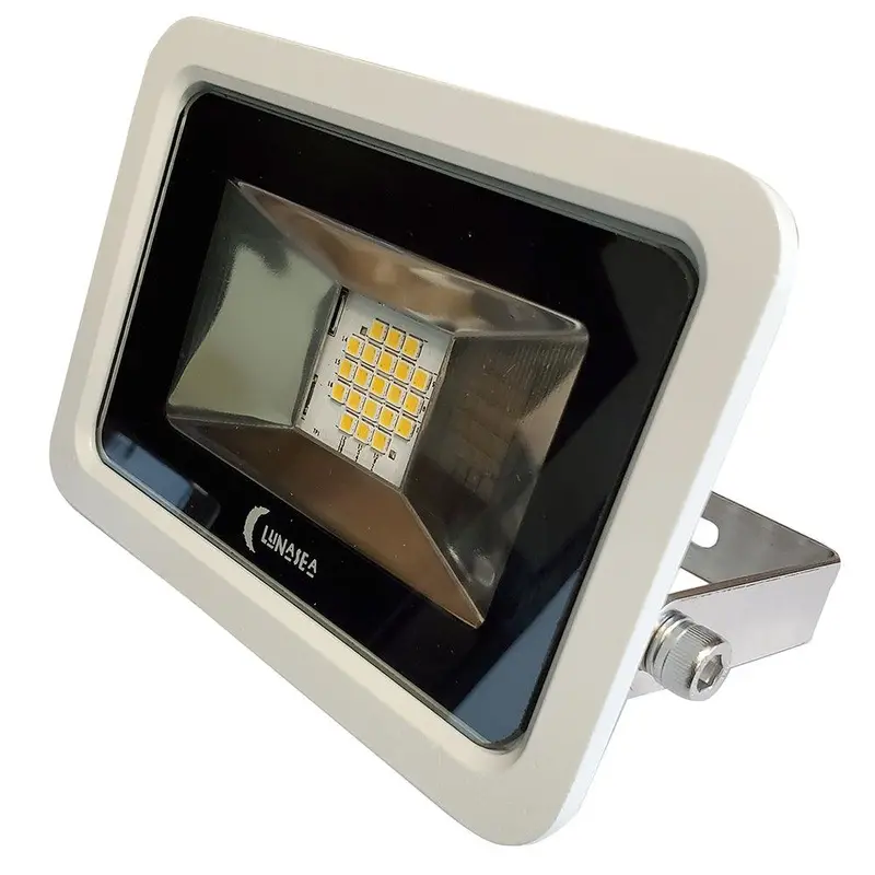 Lunasea 10W Slimline Led Floodlight – 120Vac, Cool White, 1200 Lumens, 3-Foot Cord, White Housing 1