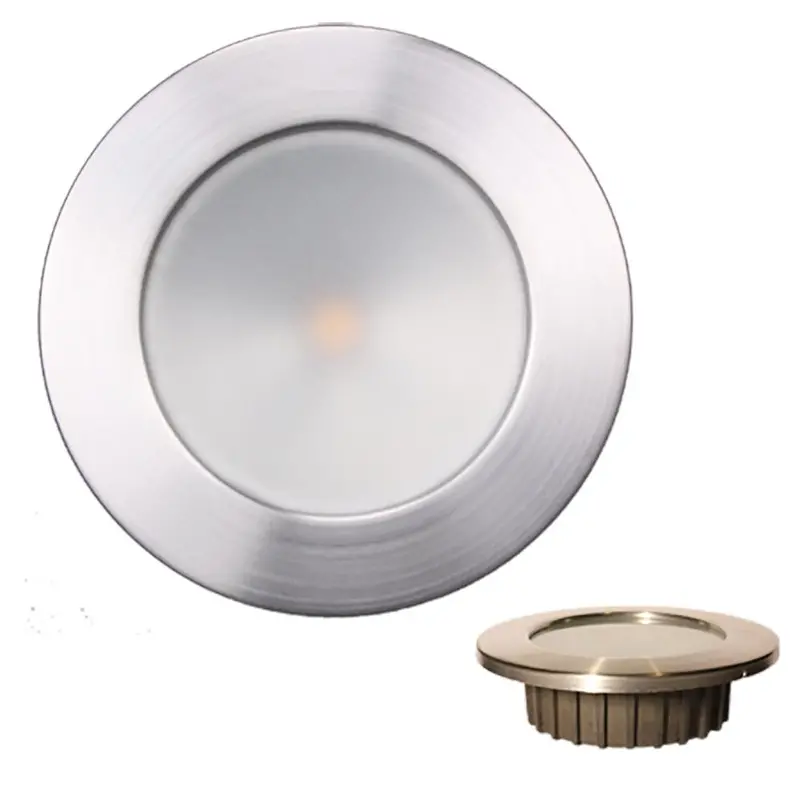 Lunasea Zero Emi Recessed 3.5" Led Light – Warm White & Red, Brushed Stainless Steel Bezel, 12V Dc 1