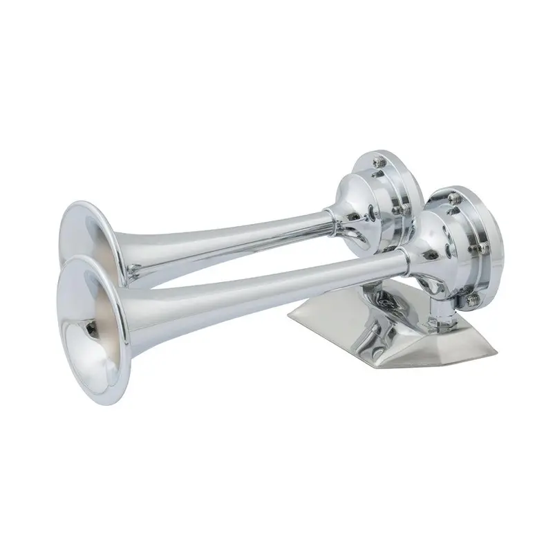 Marinco 12V Chrome Dual-Trumpet Mini Air Horn – Space-Saving Design (10108) 1