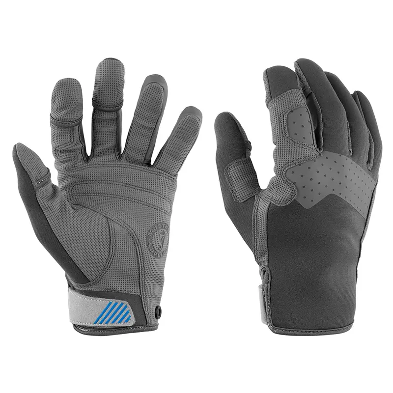 Mustang Traction Closed-Finger Gloves – Grey/Blue, Small, Durable Marine-Grade Fabric 1