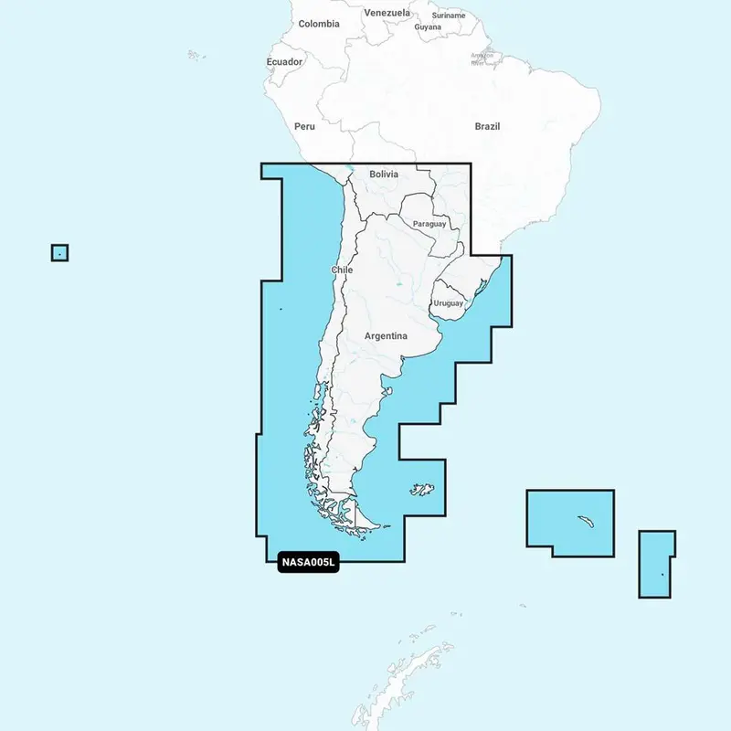 Navionics+ Chile, Argentina & Easter Island Chart Card — South Pacific Navigation Support, Model Nasa005L (010-C1365-30) 1