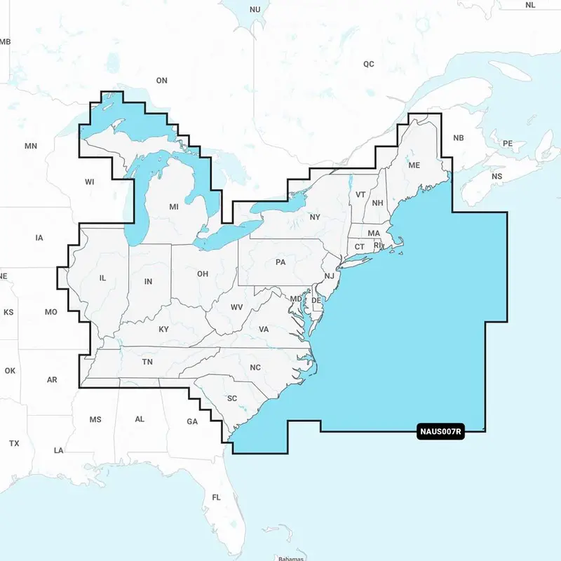 Navionics+ U.S. East Coast Chart Card — Optimized For Boaters And Anglers, Model Naus007R (010-C1370-30) 1