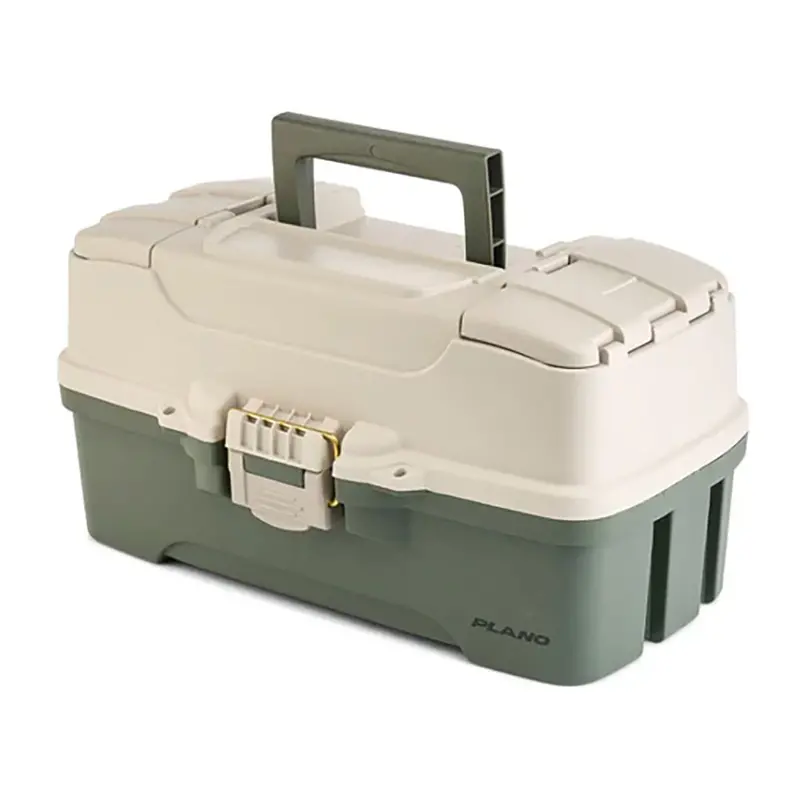 Plano Three-Tray Tackle Box – Durable Green/Tan Organizer – P000407 1