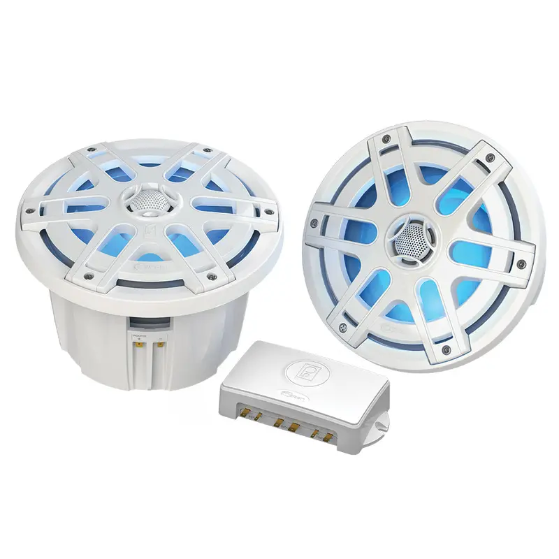 Poly-Planar Ma-Oc8 8" Waterproof Marine Speaker – 500W Rms, Blue Led Accent, White Housing 1