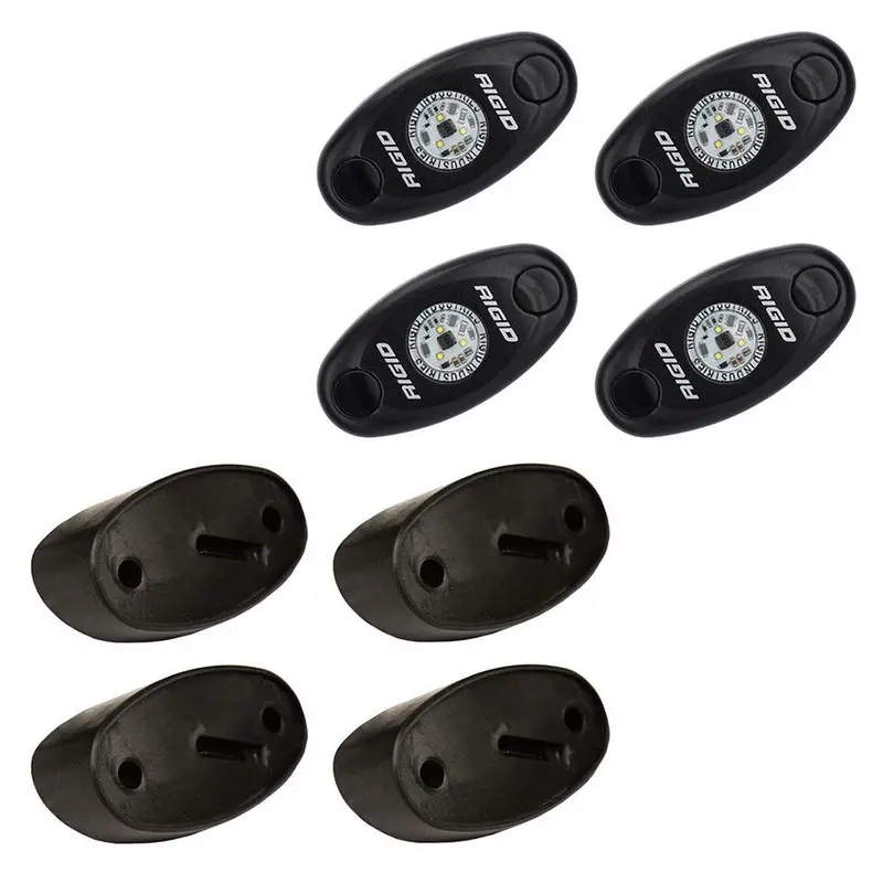 Rigid A-Series Rock Light Kit – 4 Red Leds, Black Housing 1
